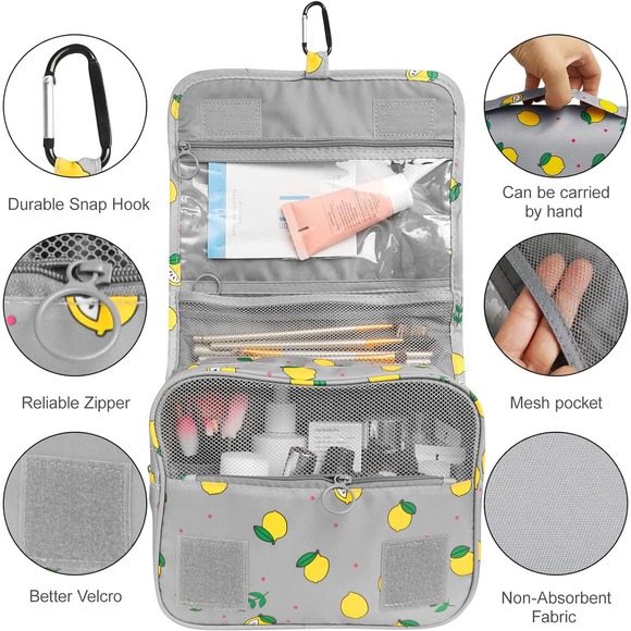 Lemon & Grey Multifunction Cosmetic Make Up Hanging Organizer Bag for Women - Picture 3 of 5